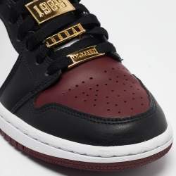 Pre Owned Air Jordans Multicolor Leather Jordan 1 Mid SE Black Dark Beetroot Sneakers Size 38