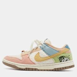 Air Jordans Multicolor Fabric and Suede Air Jordan 1 Sneakers Size 38