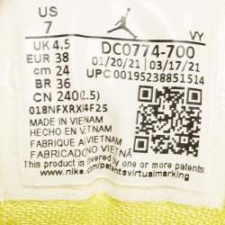 Pre Owned Air Jordans Yellow Leather Jordan 1 Low Yellow Strike Sneakers Size 38