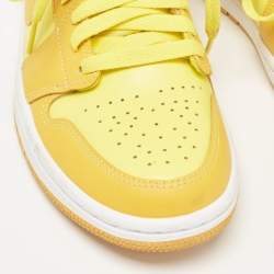 Pre Owned Air Jordans Yellow Leather Jordan 1 Low Yellow Strike Sneakers Size 38