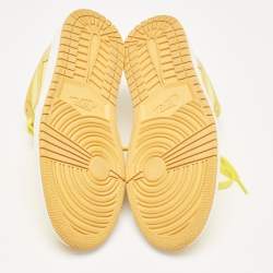 Pre Owned Air Jordans Yellow Leather Jordan 1 Low Yellow Strike Sneakers Size 38
