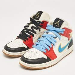 Air Jordans Multicolor Fabric and Leather Air Jordan 1 High Top Sneakers Size 38