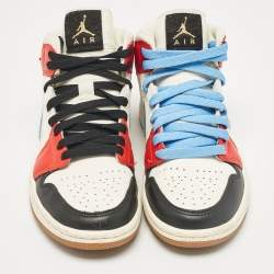 Air Jordans Multicolor Fabric and Leather Air Jordan 1 High Top Sneakers Size 38