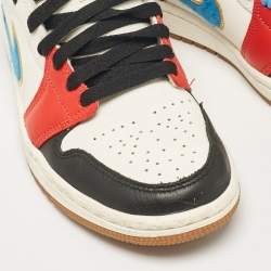 Air Jordans Multicolor Fabric and Leather Air Jordan 1 High Top Sneakers Size 38
