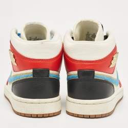 Air Jordans Multicolor Fabric and Leather Air Jordan 1 High Top Sneakers Size 38
