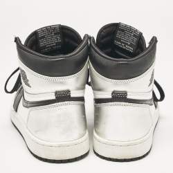 Pre Owned Air Jordans Multicolor Leather Jordan 1 Retro High Silver Toe Sneakers Size 38.5