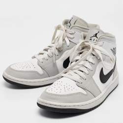 Air Jordans Grey Leather Air Jordan 1 High Top Sneakers Size 39