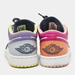 Pre Owned Air Jordan Multicolor Leather Jordan 1 Low Purple/Magenta Sneakers Size 38.5