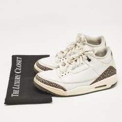 Pre Owned Air Jordan White Leather Jordan 3 Retro Neapolitan Dark Mocha Sneakers Size 41