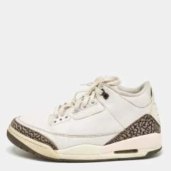 Pre Owned Air Jordan White Leather Jordan 3 Retro Neapolitan Dark Mocha Sneakers Size 41