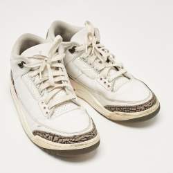 Pre Owned Air Jordan White Leather Jordan 3 Retro Neapolitan Dark Mocha Sneakers Size 41