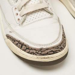 Pre Owned Air Jordan White Leather Jordan 3 Retro Neapolitan Dark Mocha Sneakers Size 41