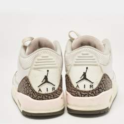 Pre Owned Air Jordan White Leather Jordan 3 Retro Neapolitan Dark Mocha Sneakers Size 41