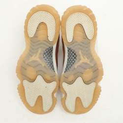 Pre Owned Air Jordans Beige/Rose Gold Patent and Leather Jordan 11 Low Top Sneakers Size 39