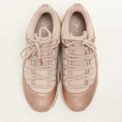 Pre Owned Air Jordans Beige/Rose Gold Patent and Leather Jordan 11 Low Top Sneakers Size 39