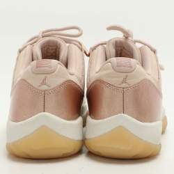 Pre Owned Air Jordans Beige/Rose Gold Patent and Leather Jordan 11 Low Top Sneakers Size 39