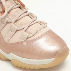 Pre Owned Air Jordans Beige/Rose Gold Patent and Leather Jordan 11 Low Top Sneakers Size 39