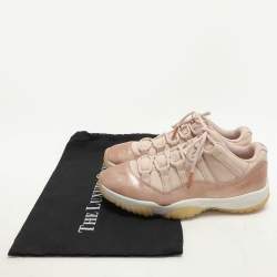 Pre Owned Air Jordans Beige/Rose Gold Patent and Leather Jordan 11 Low Top Sneakers Size 39