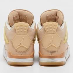 Air Jordans Beige Durabuck Leather Jordan 4 Retro Shimmer Sneakers Size 38