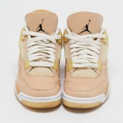 Air Jordans Beige Durabuck Leather Jordan 4 Retro Shimmer Sneakers Size 38