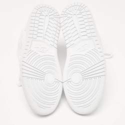 Pre Owned Air Jordans White Leather Air Jordan 1 High Top Sneakers Size 36.5