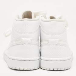 Pre Owned Air Jordans White Leather Air Jordan 1 High Top Sneakers Size 36.5