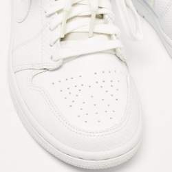 Pre Owned Air Jordans White Leather Air Jordan 1 High Top Sneakers Size 36.5