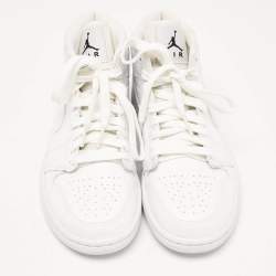 Pre Owned Air Jordans White Leather Air Jordan 1 High Top Sneakers Size 36.5