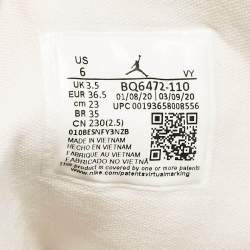 Pre Owned Air Jordans White Leather Air Jordan 1 High Top Sneakers Size 36.5