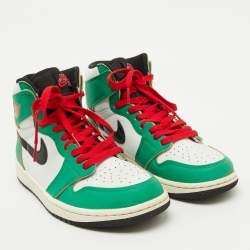 Air Jordans Green/White Leather Jordan 1 Retro High Lucky Green Boston Sneakers Size 40.5