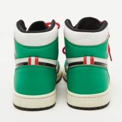 Air Jordans Green/White Leather Jordan 1 Retro High Lucky Green Boston Sneakers Size 40.5