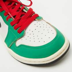 Air Jordans Green/White Leather Jordan 1 Retro High Lucky Green Boston Sneakers Size 40.5