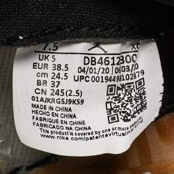 Pre Owned Air Jordans Green/White Leather Jordan 1 Retro High Lucky Green Sneakers Size 38.5