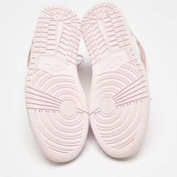 Pre Owned Air Jordans Pink/White Leather and Suede Air Jordan 1 Mid Top Sneakers Size 40.5