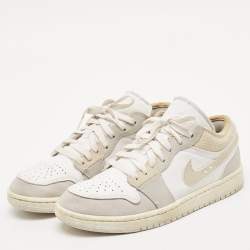 Pre Owned Air Jordans Multicolor Leather and Suede Jordan 1 Low SE Craft Inside Out Tech Grey Sneakers Size 40.5