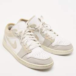 Pre Owned Air Jordans Multicolor Leather and Suede Jordan 1 Low SE Craft Inside Out Tech Grey Sneakers Size 40.5