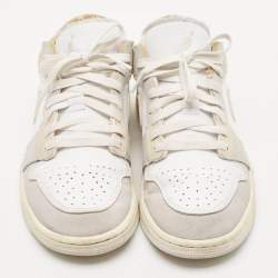 Pre Owned Air Jordans Multicolor Leather and Suede Jordan 1 Low SE Craft Inside Out Tech Grey Sneakers Size 40.5