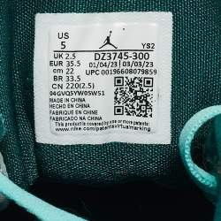 Air Jordans Green/White Leather Jordan Chenille Bleached Turquoise Sneakers Size 35.5
