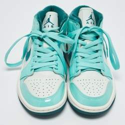 Air Jordans Green/White Leather Jordan Chenille Bleached Turquoise Sneakers Size 35.5