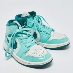 Air Jordans Green/White Leather Jordan Chenille Bleached Turquoise Sneakers Size 35.5