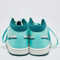 Air Jordans Green/White Leather Jordan Chenille Bleached Turquoise Sneakers Size 35.5