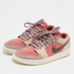Air Jordans Multicolor Nubuck Leather and Suede Jordan 1 Low Canyon Rust Sneakers Size 39