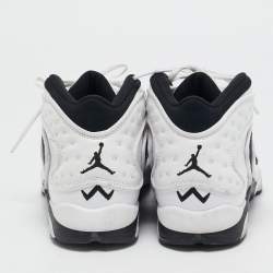 Air Jordans White Leather and Mesh Jordan OG White Black Sneakers Size 38.5