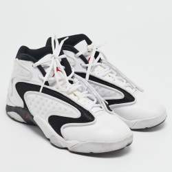 Air Jordans White Leather and Mesh Jordan OG White Black Sneakers Size 38.5