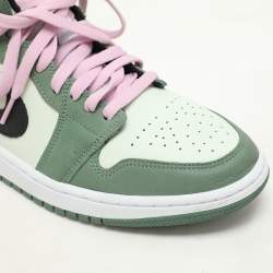 Pre Owned Air Jordans Green Leather Air Jordan 1 Mid Dutch Green High Top Sneakers Size 42