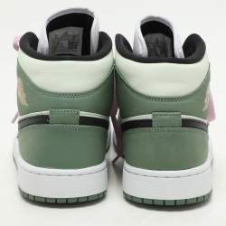 Pre Owned Air Jordans Green Leather Air Jordan 1 Mid Dutch Green High Top Sneakers Size 42