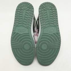 Pre Owned Air Jordans Green Leather Air Jordan 1 Mid Dutch Green High Top Sneakers Size 42