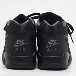 Air Jordans Black Nubuck Leather Air Flight High Top Sneakers Size 37.5