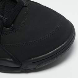 Air Jordans Black Nubuck Leather Air Flight High Top Sneakers Size 37.5