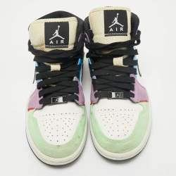Air Jordan Multicolor Leather and Suede Jordan 1 Mid SE Lightblub Sneakers Size 36